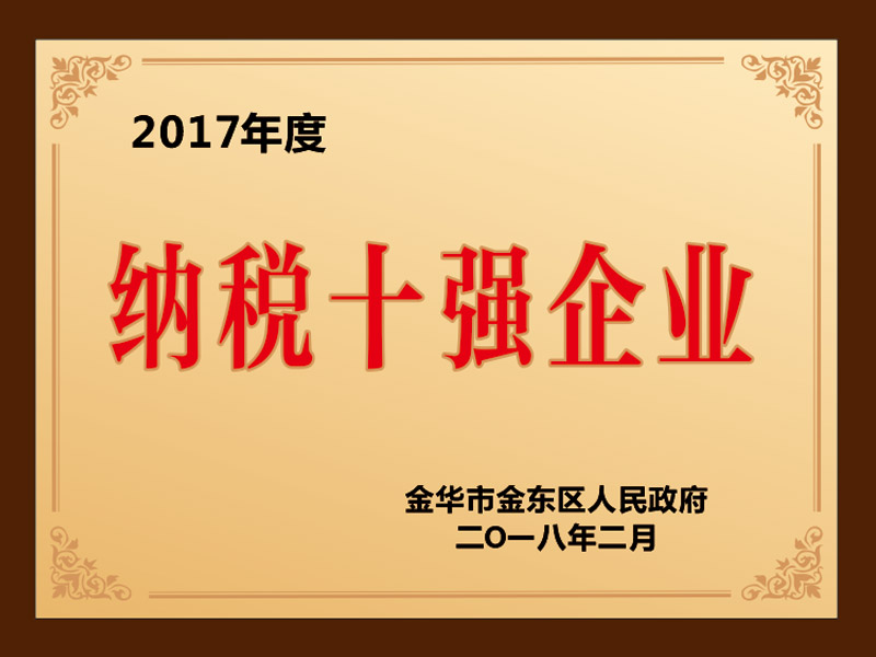  2017年度金华市金东区纳税十强企业}